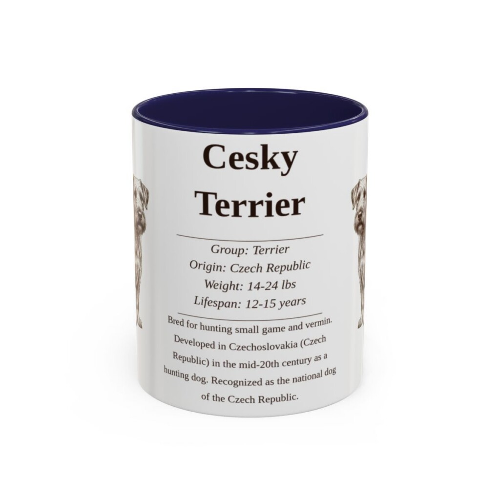 11oz Cesky Terrier Mug, Navy, front view
