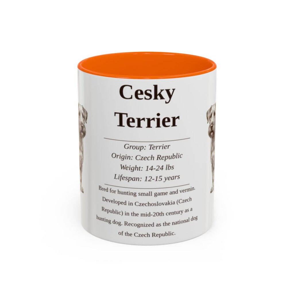 11oz Cesky Terrier Mug, Orange, front view