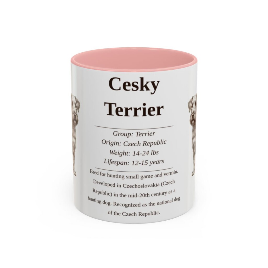 11oz Cesky Terrier Mug, Pink, front view