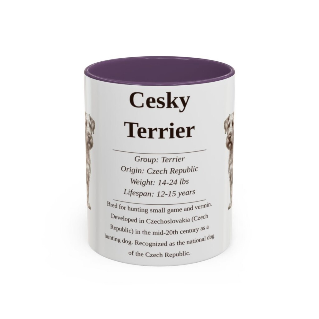 11oz Cesky Terrier Mug, Purple, front view