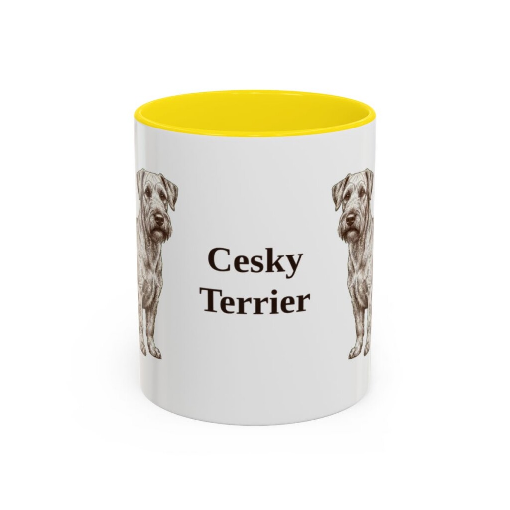 11oz Cesky Terrier Mug, Yellow, front view