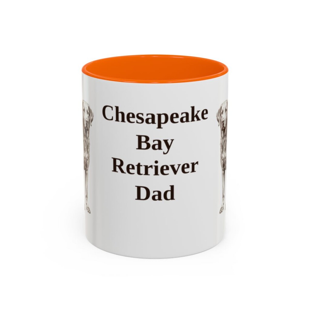 11oz Chesapeake Bay Retriever Dog Dad Mug, Orange, front view