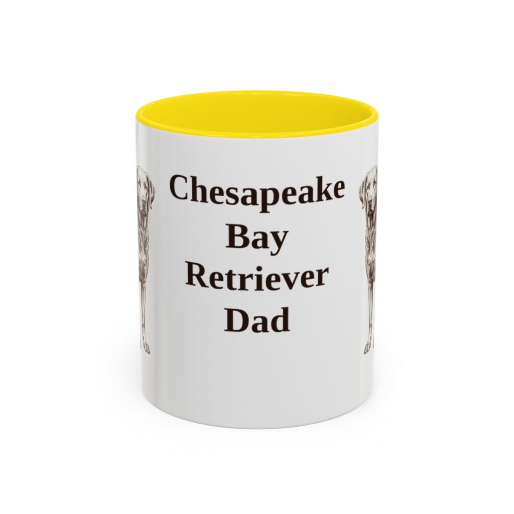 11oz Chesapeake Bay Retriever Dog Dad Mug, Yellow, front view