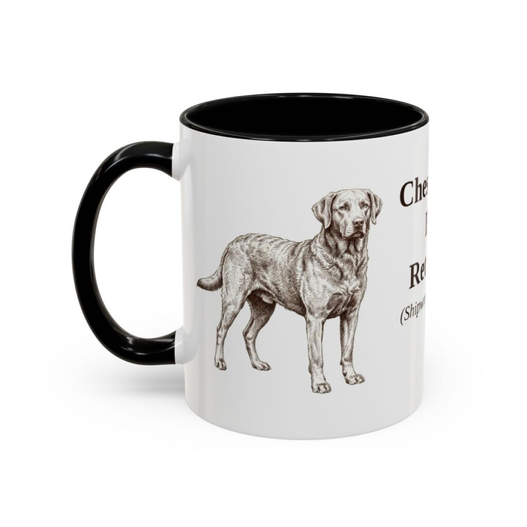 11oz Chesapeake Bay Retriever Latin Mug, Black, left side view