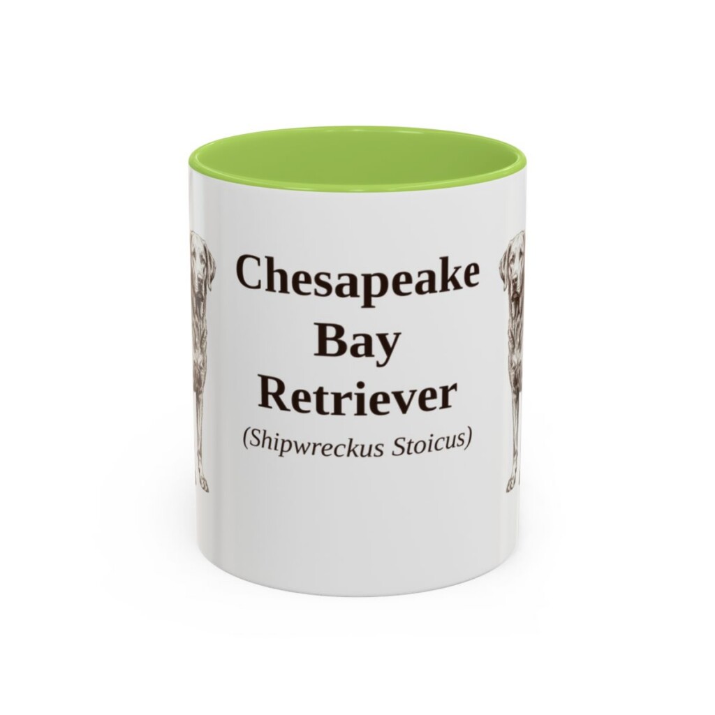 11oz Chesapeake Bay Retriever Latin Mug, Light Green, front view