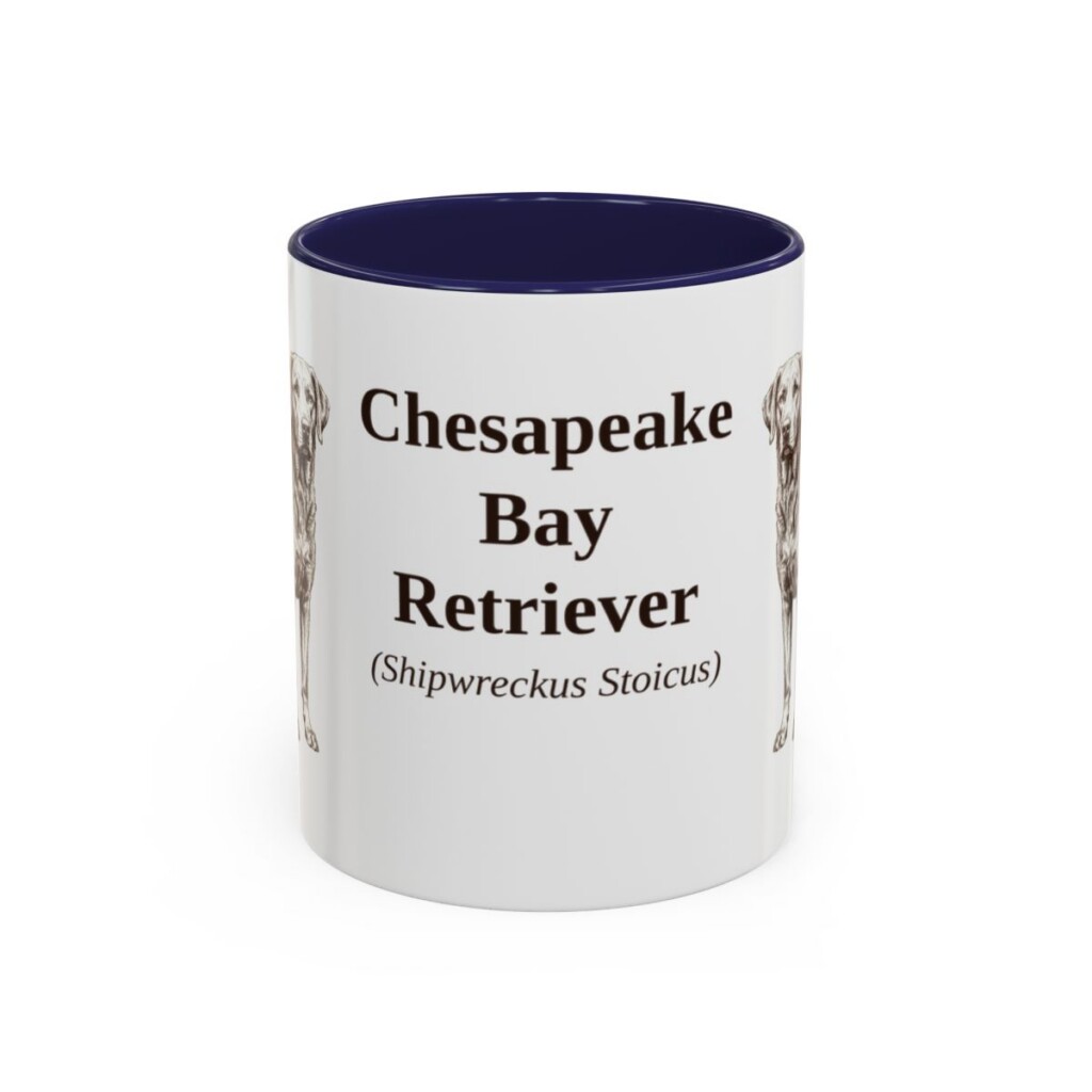 11oz Chesapeake Bay Retriever Latin Mug, Navy, front view