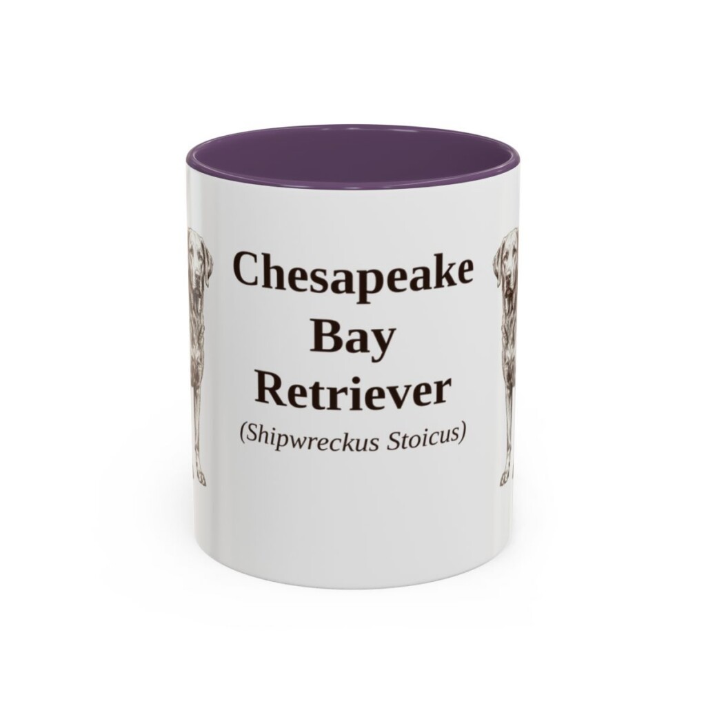 11oz Chesapeake Bay Retriever Latin Mug, Purple, front view