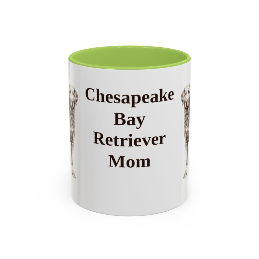 11oz Chesapeake Bay Retriever Dog Mom Mug, Light Green, front view