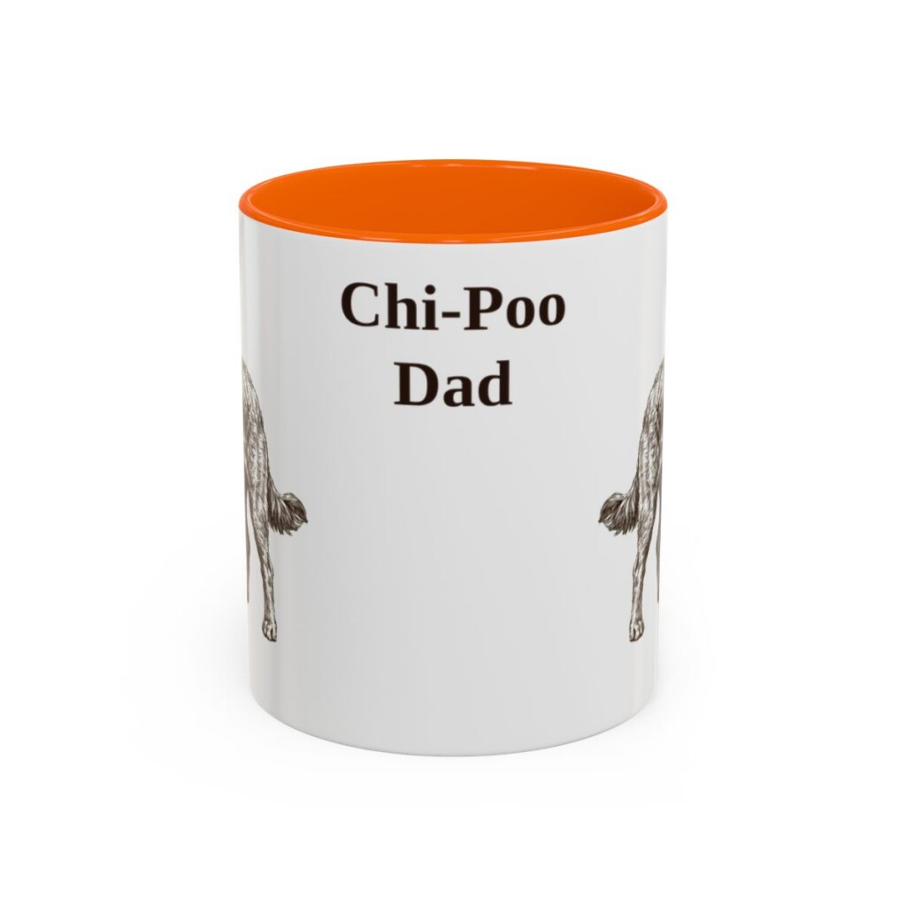 11oz Chi-Poo Dog Dad Mug, Orange, front view