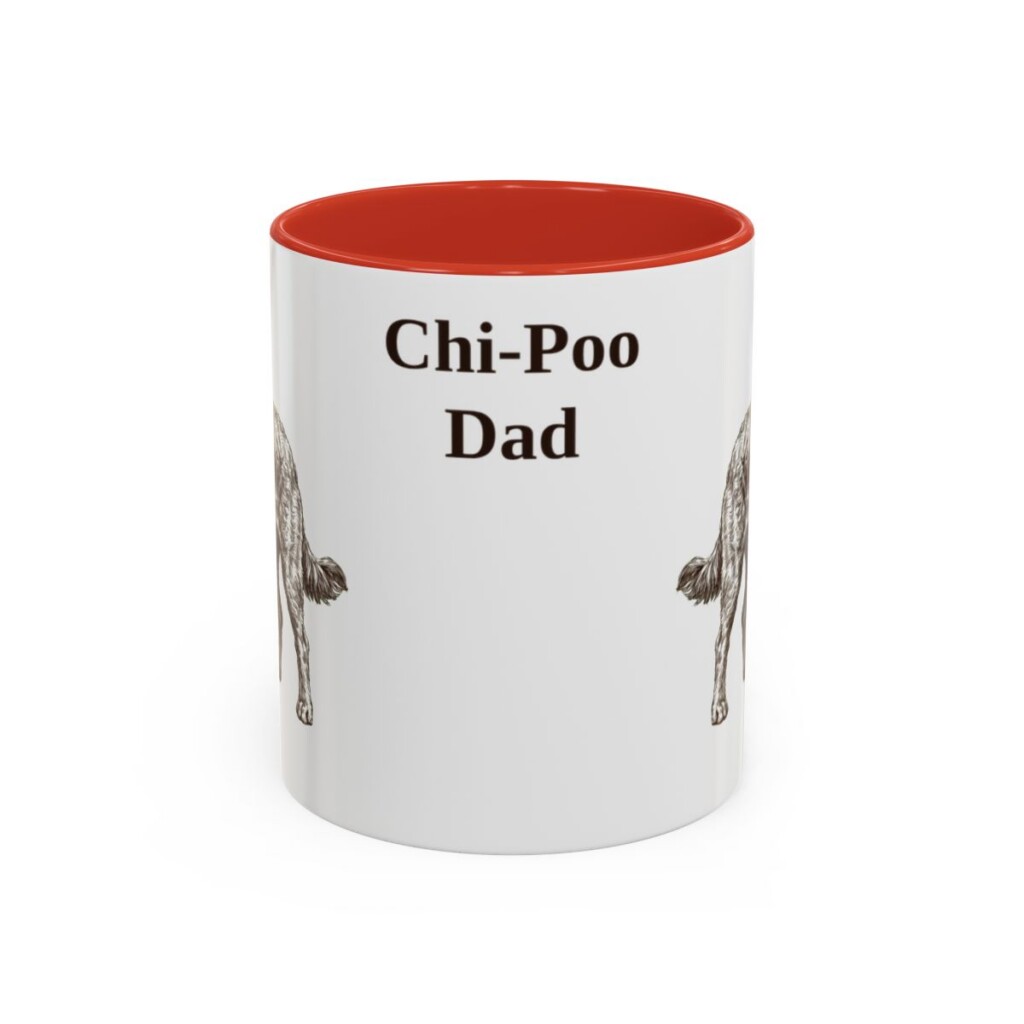 11oz Chi-Poo Dog Dad Mug, Red, front view