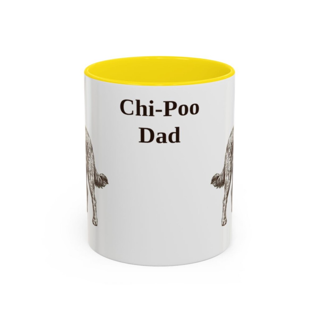 11oz Chi-Poo Dog Dad Mug, Yellow, front view