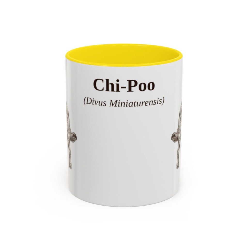 11oz Chi-Poo Latin Mug, Yellow, front view