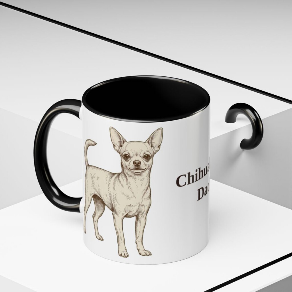 11oz Chihuahua Dog Dad Mug, Black, lifestyle photo