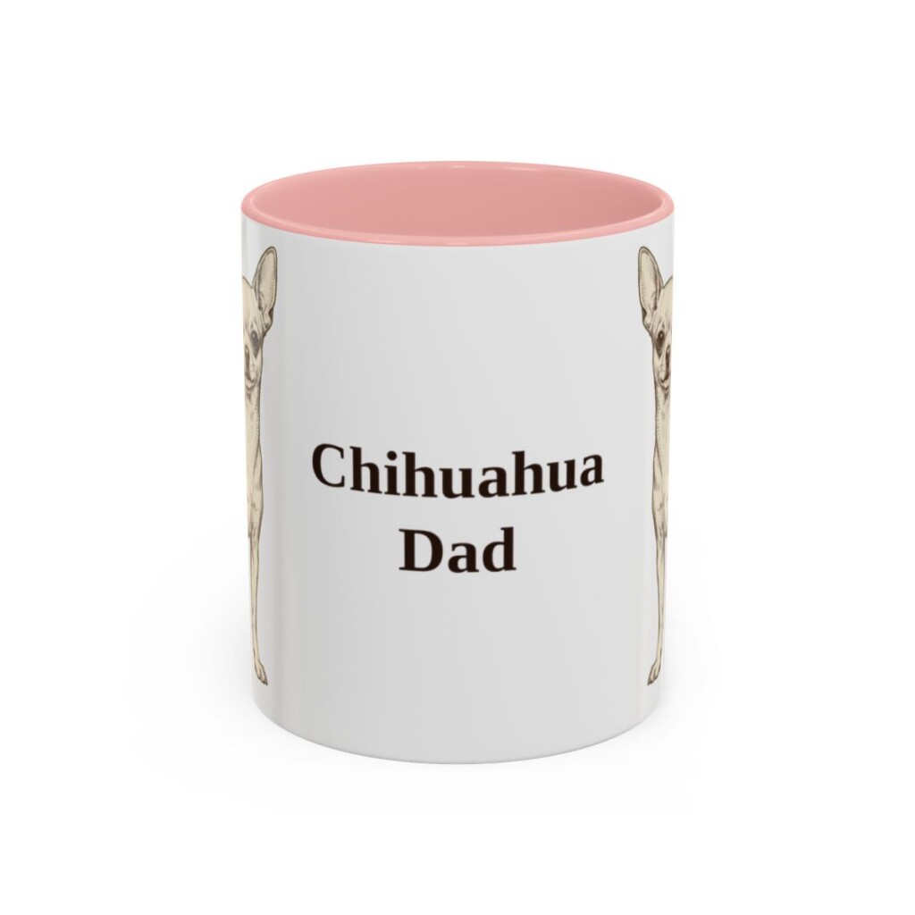 11oz Chihuahua Dog Dad Mug, Pink, front view