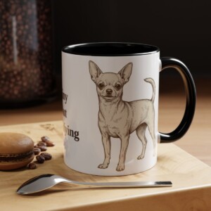 11oz Funny Chihuahua Mug, Black, lifestyle photo