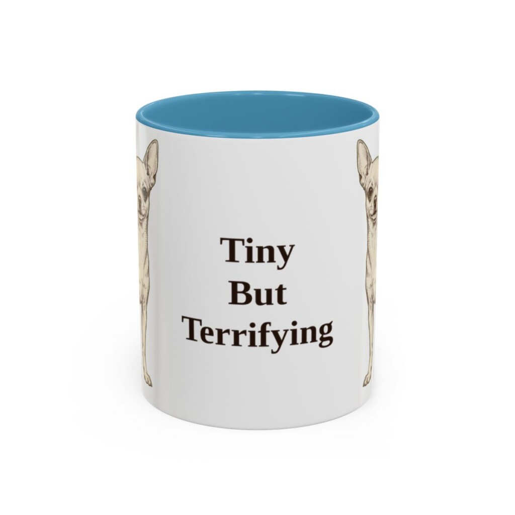 11oz Funny Chihuahua Mug, Light Blue, front view
