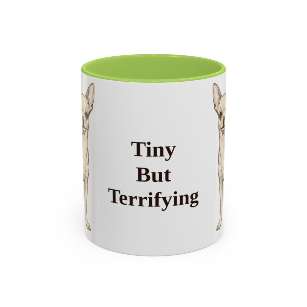 11oz Funny Chihuahua Mug, Light Green, front view