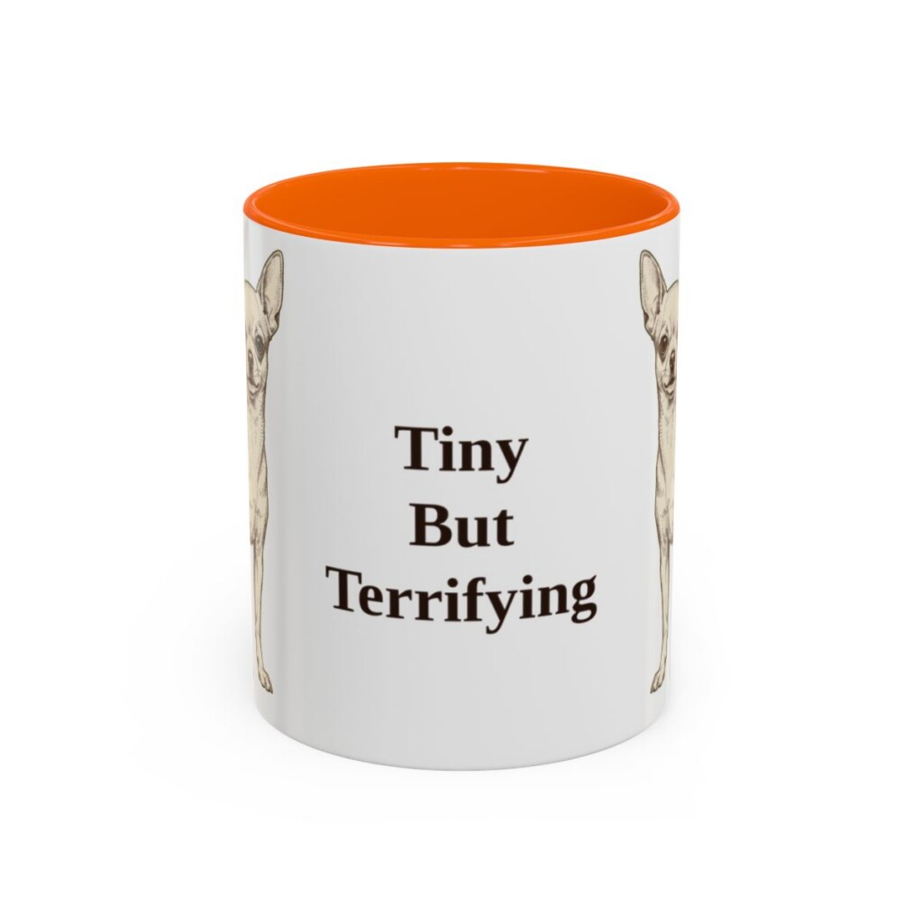 11oz Funny Chihuahua Mug, Orange, front view
