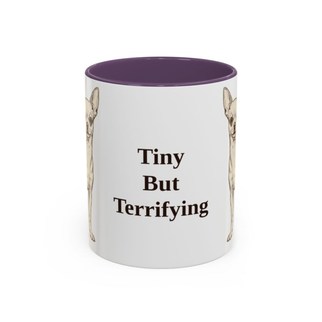 11oz Funny Chihuahua Mug, Purple, front view