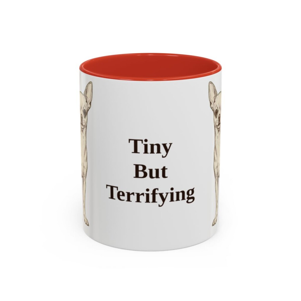 11oz Funny Chihuahua Mug, Red, front view