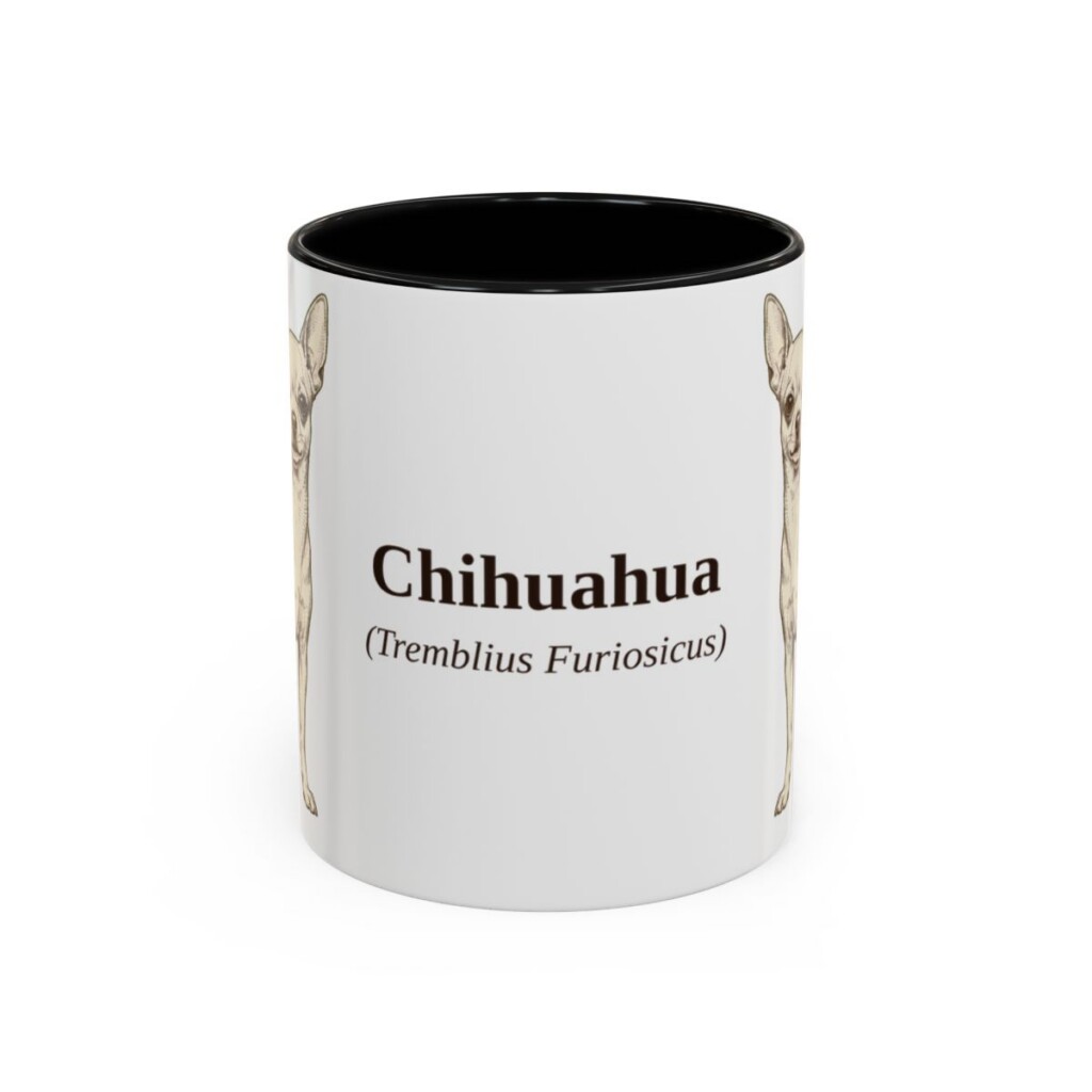 11oz-chihuahua-mug-latin-black-front 11oz Chihuahua Latin Mug, Black, front view