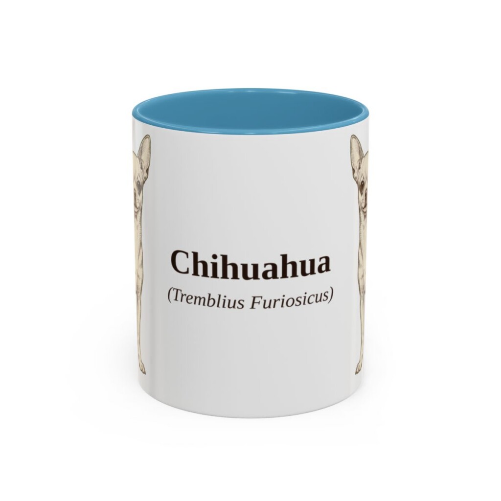11oz-chihuahua-mug-latin-light-blue 11oz Chihuahua Latin Mug, Light Blue, front view