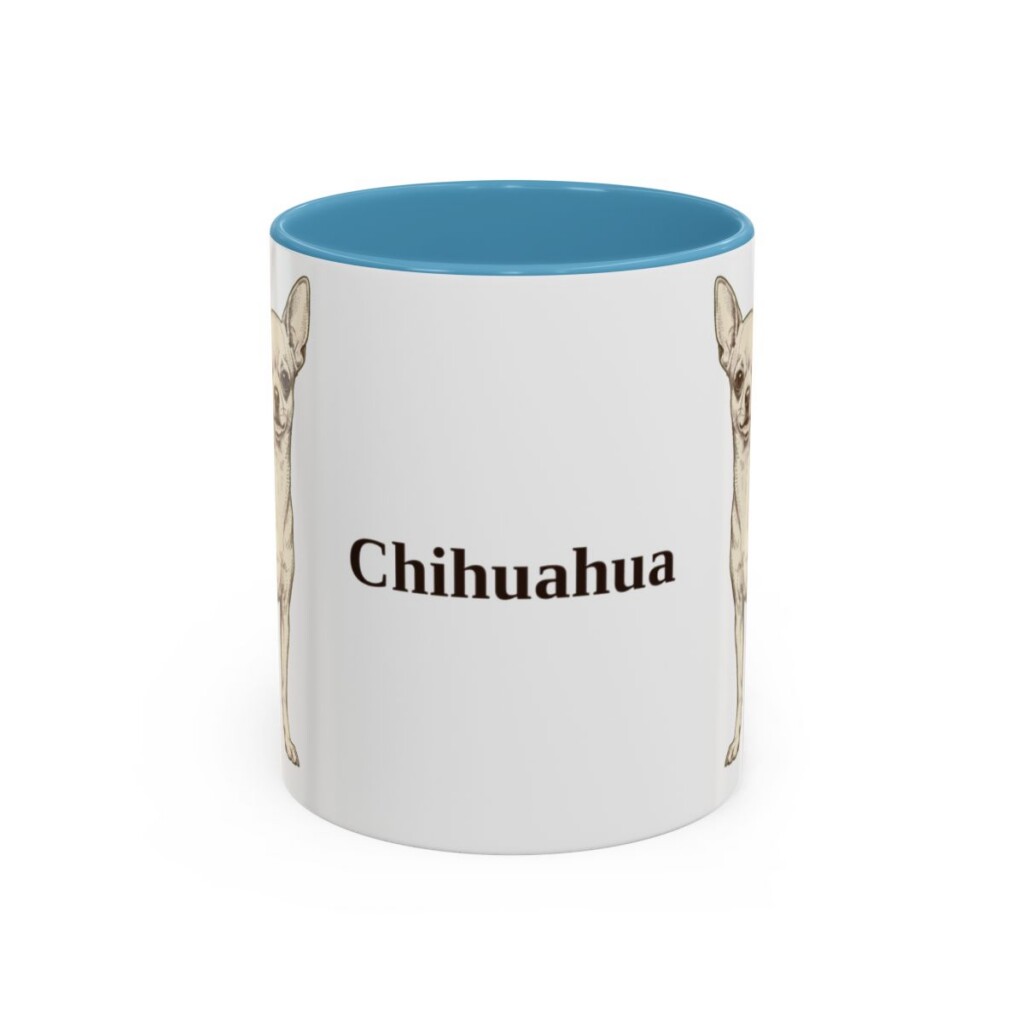11oz Chihuahua Mug, Light Blue, front view