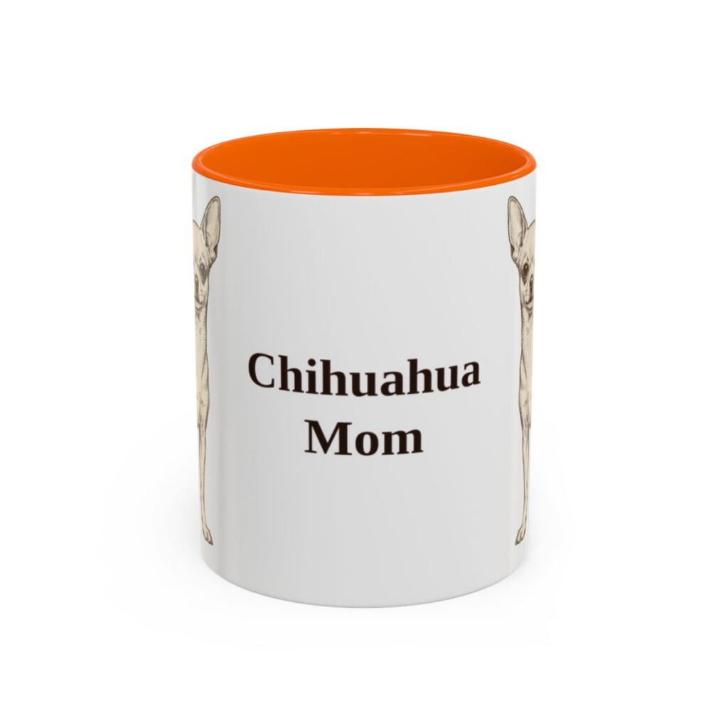 11oz-chihuahua-mug-mom-orange 11oz Chihuahua Dog Mom Mug, Orange, front view