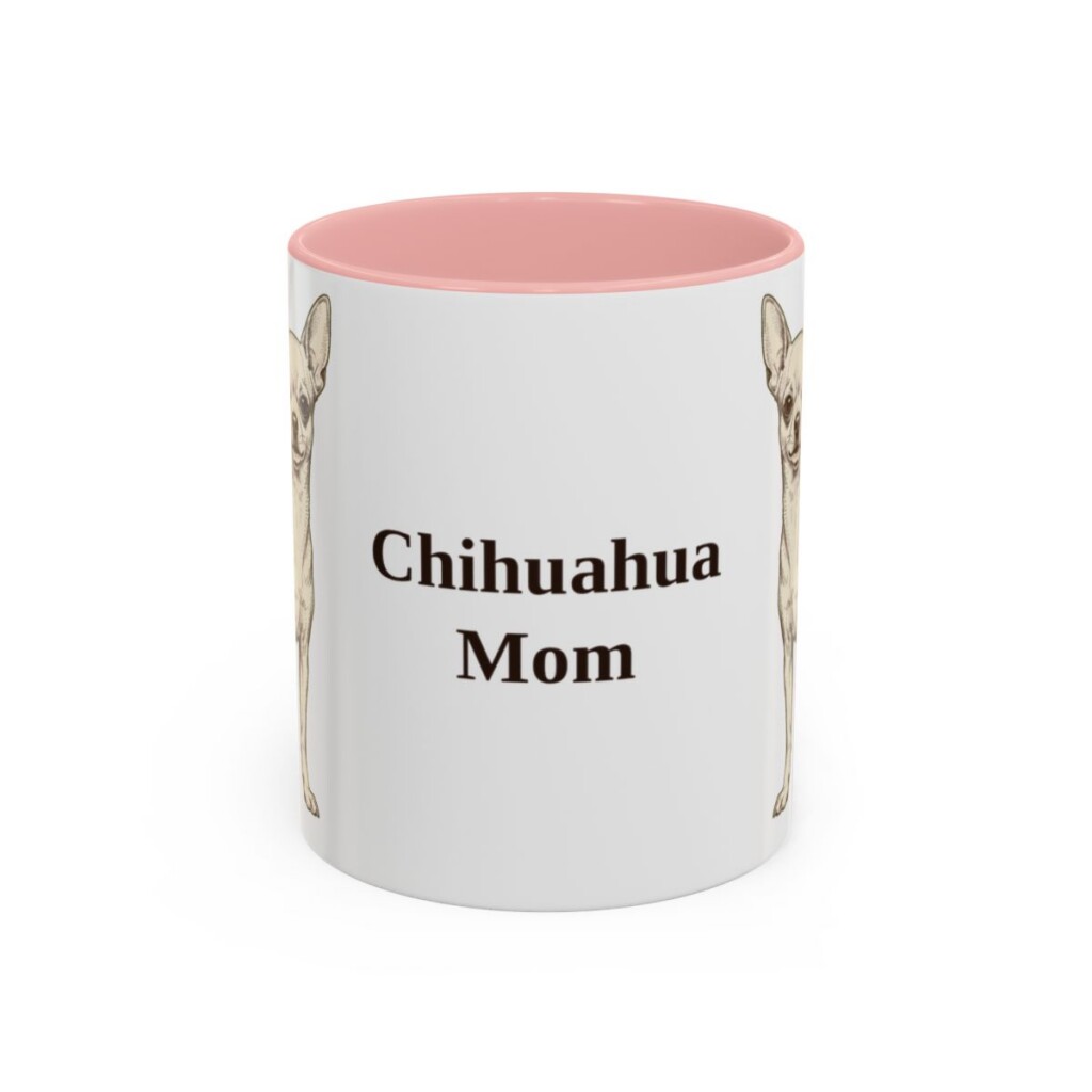 11oz-chihuahua-mug-mom-pink 11oz Chihuahua Dog Mom Mug, Pink, front view
