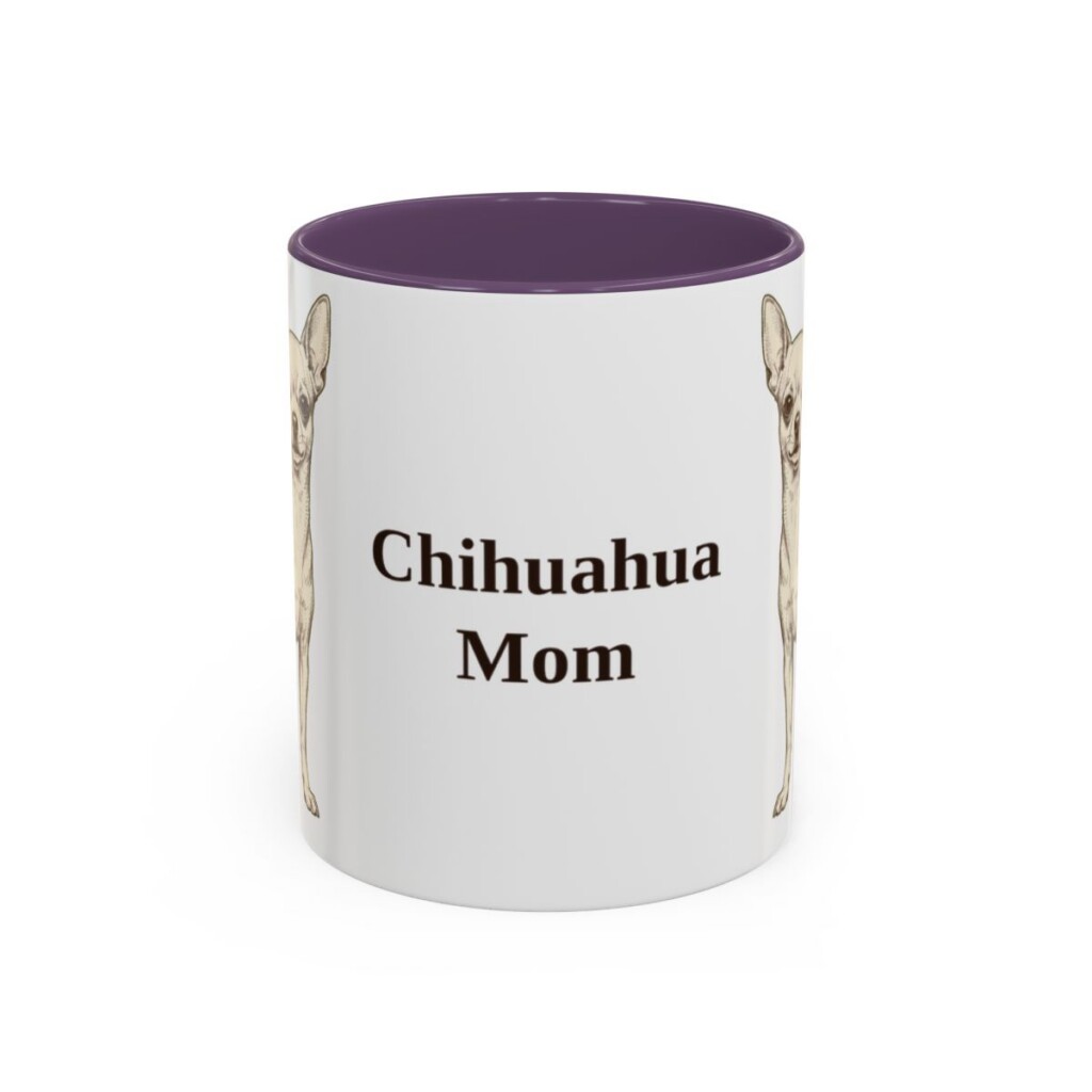 11oz-chihuahua-mug-mom-purple 11oz Chihuahua Dog Mom Mug, Purple, front view