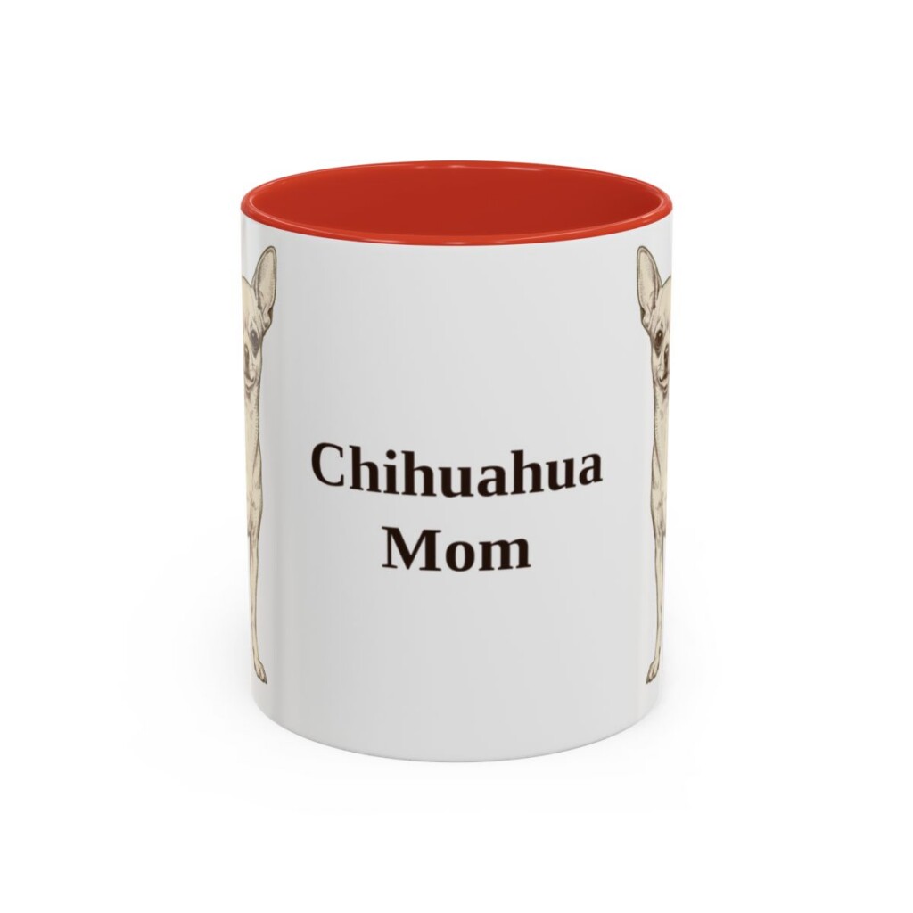 11oz-chihuahua-mug-mom-red 11oz Chihuahua Dog Mom Mug, Red, front view