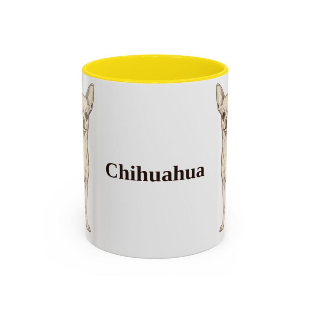 11oz Chihuahua Mug, Yellow, front view