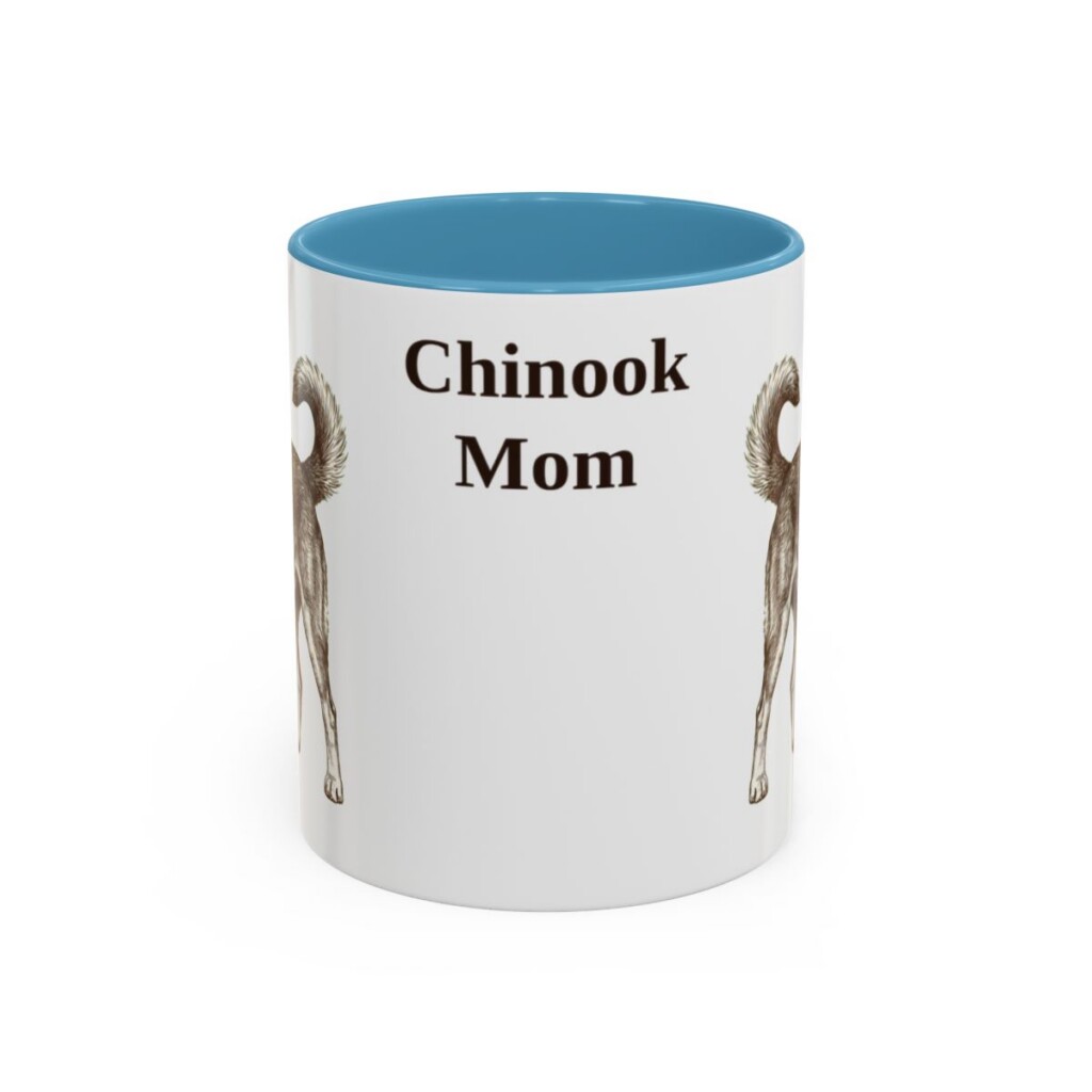 11oz Chinook Dog Mom Mug, Light Blue, front view
