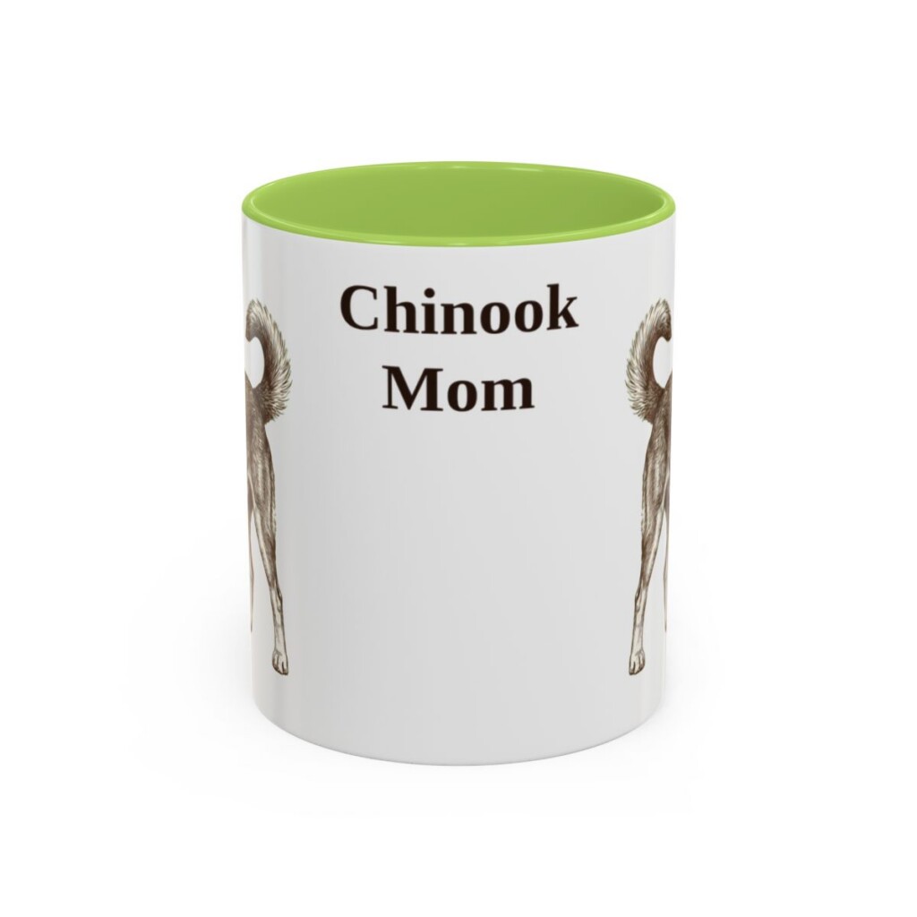 11oz Chinook Dog Mom Mug, Light Green, front view