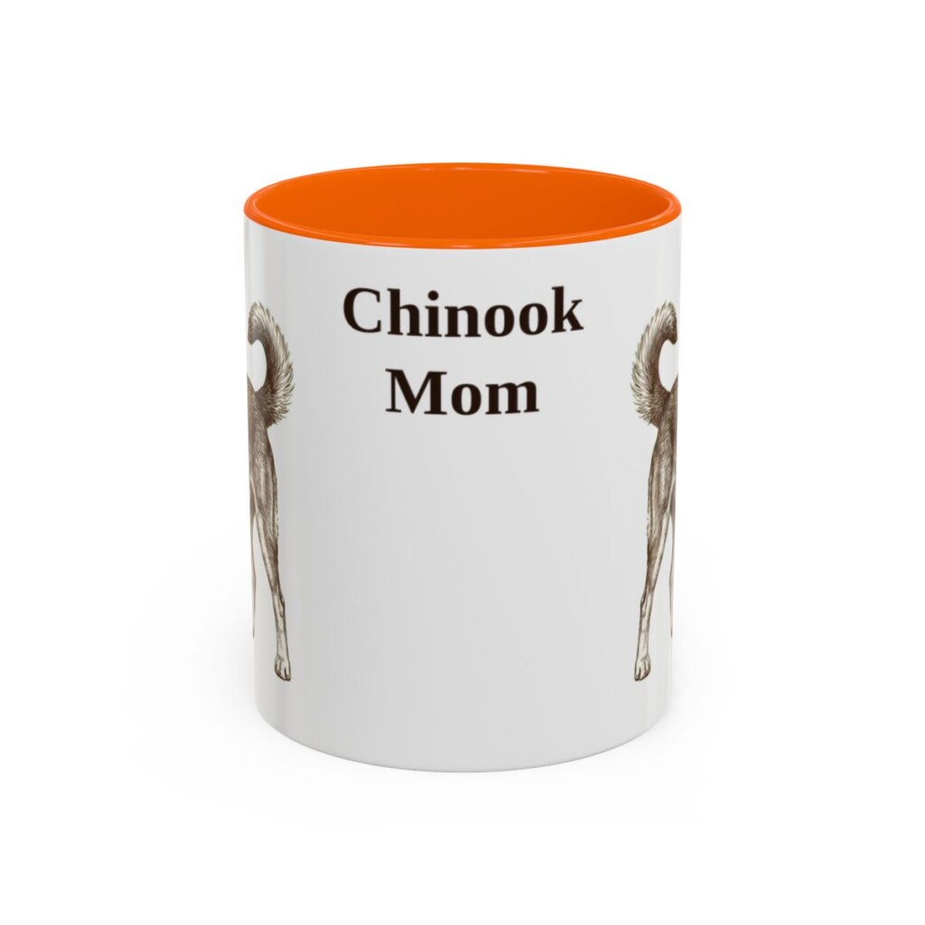 11oz Chinook Dog Mom Mug, Orange, front view