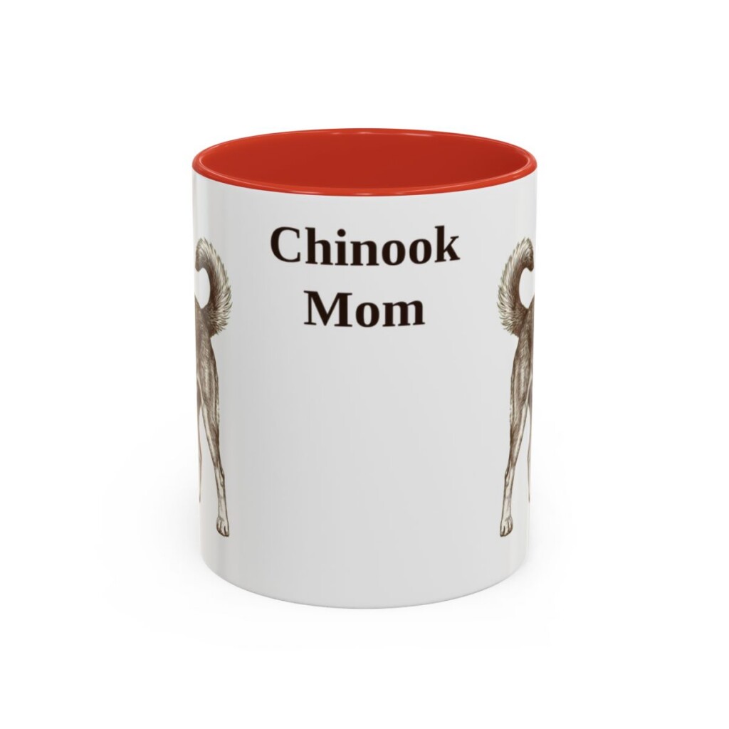 11oz Chinook Dog Mom Mug, Red, front view