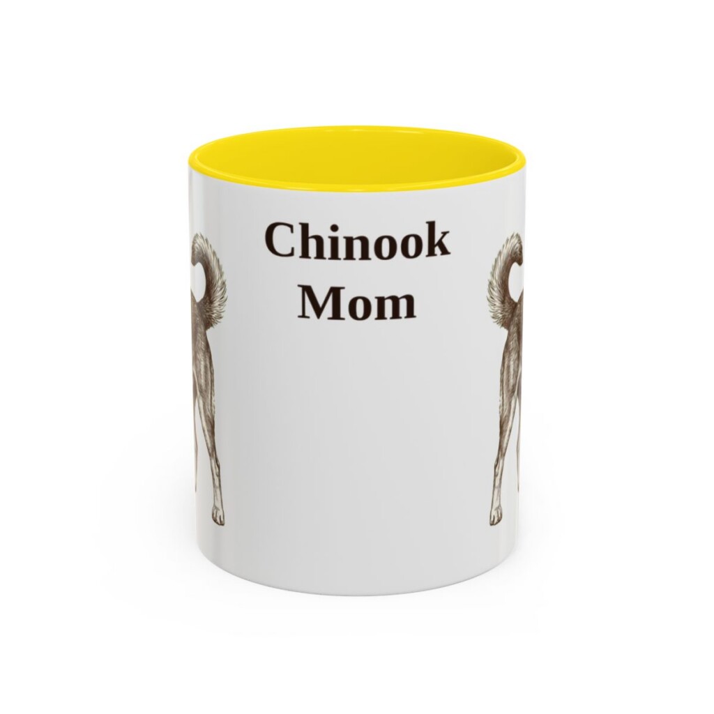 11oz Chinook Dog Mom Mug, Yellow, front view