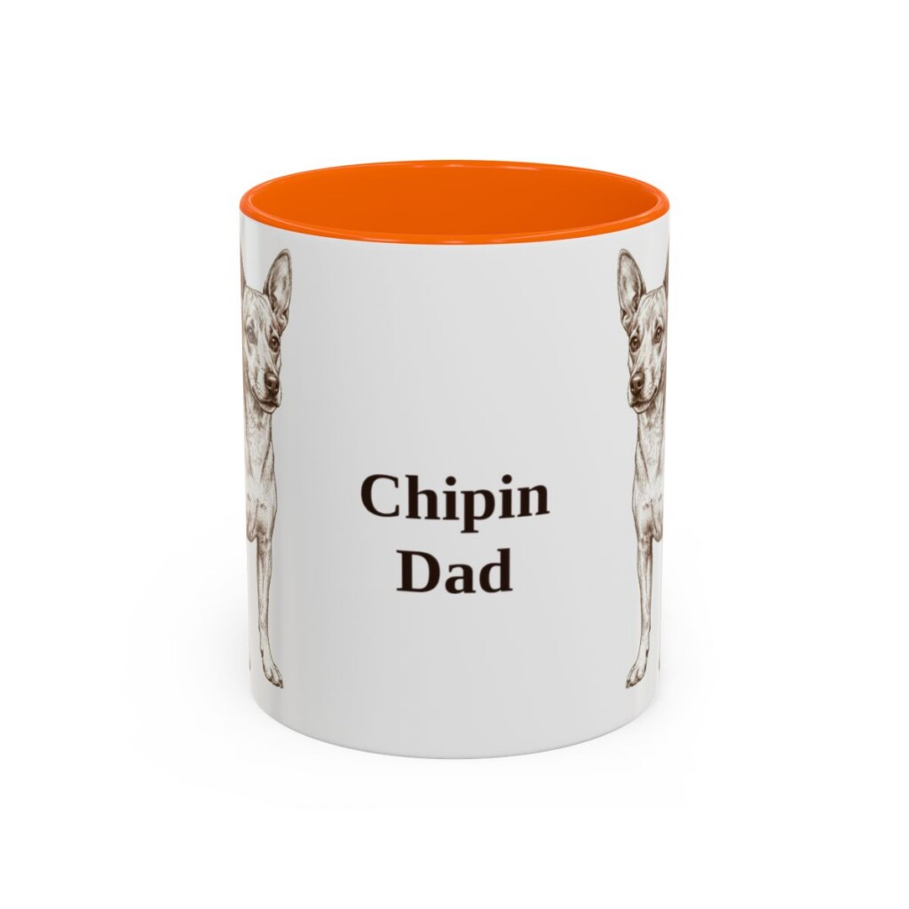 11oz Chipin Dog Dad Mug, Orange, front view