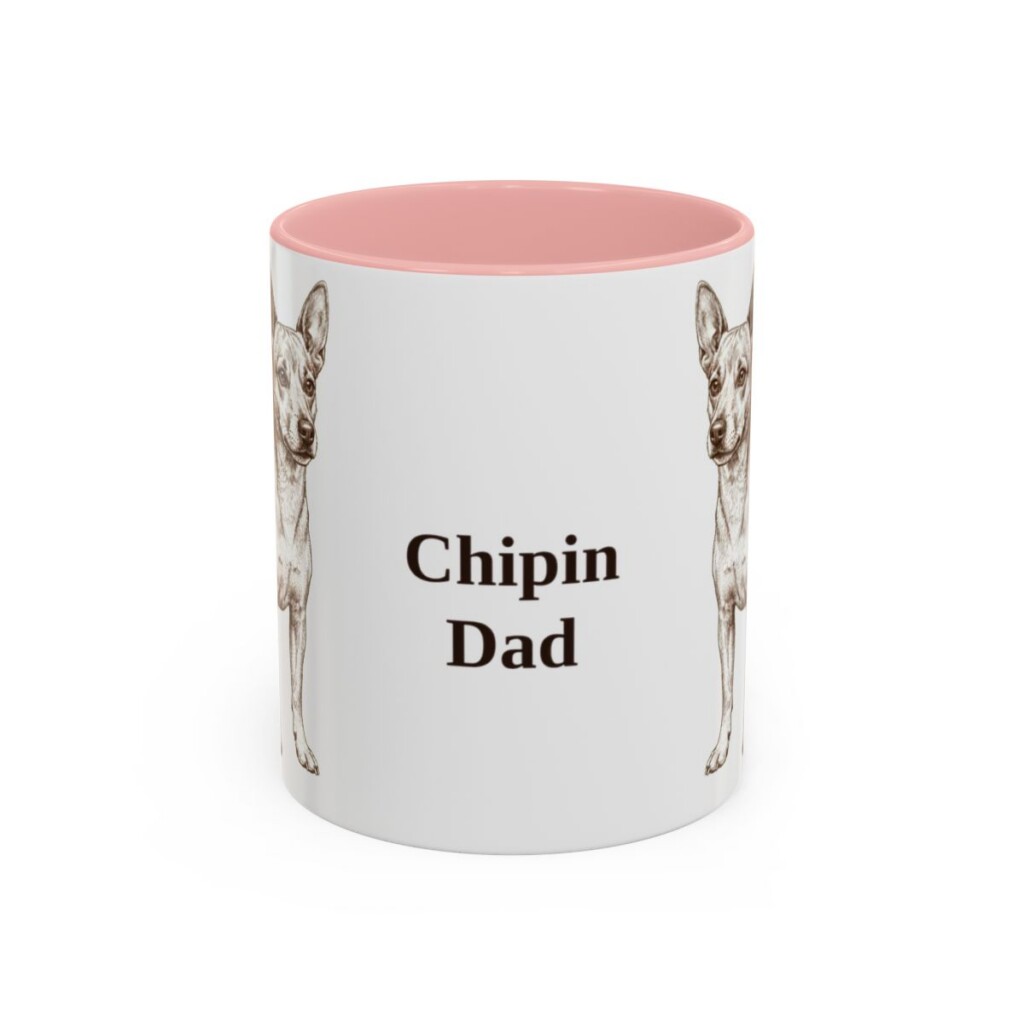 11oz Chipin Dog Dad Mug, Pink, front view