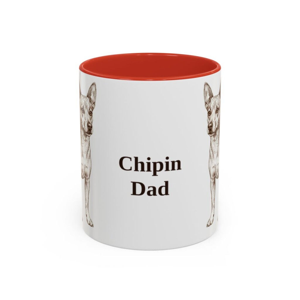 11oz Chipin Dog Dad Mug, Red, front view