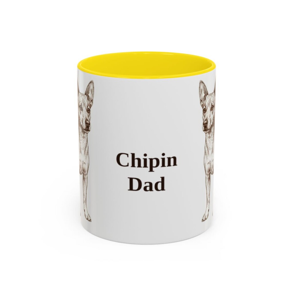 11oz Chipin Dog Dad Mug, Yellow, front view