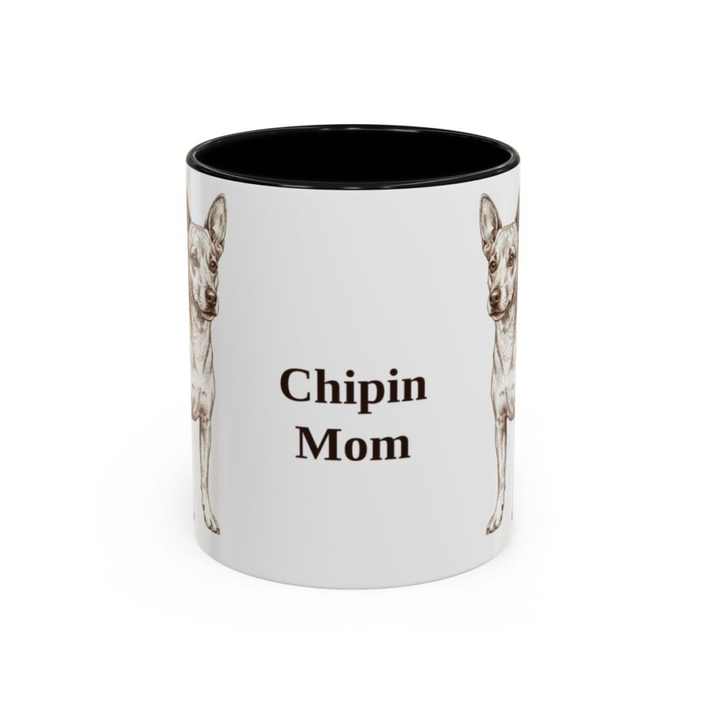 11oz Chipin Dog Mom Mug, Black, front view