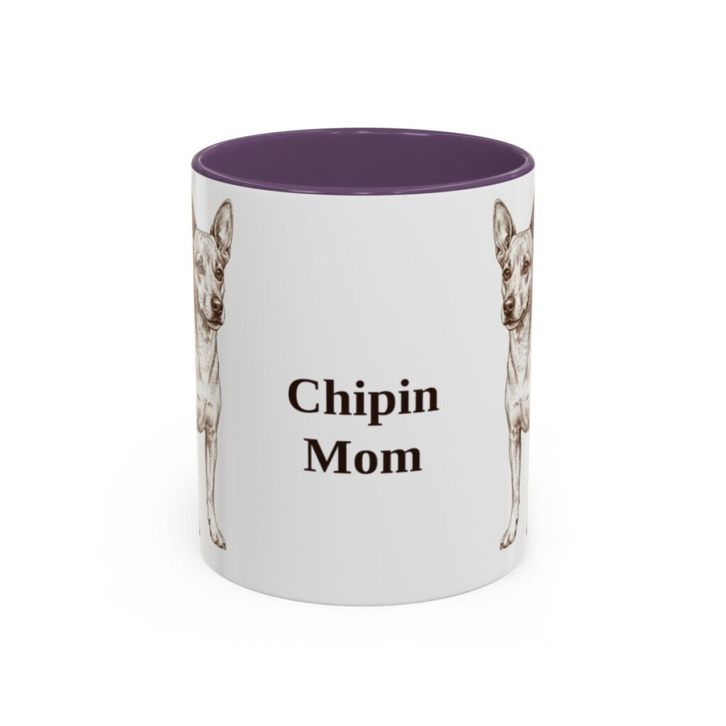 11oz Chipin Dog Mom Mug, Purple, front view