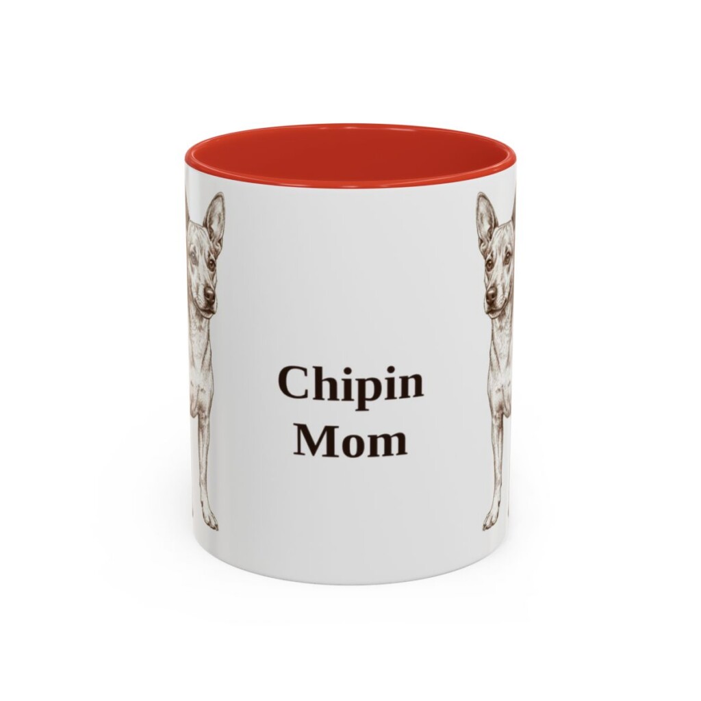 11oz Chipin Dog Mom Mug, Red, front view