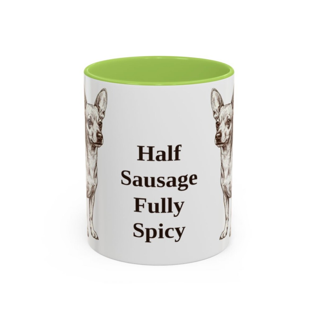 11oz-chiweenie-mug-humor-light-green 11oz Funny Chiweenie Mug, Light Green, front view