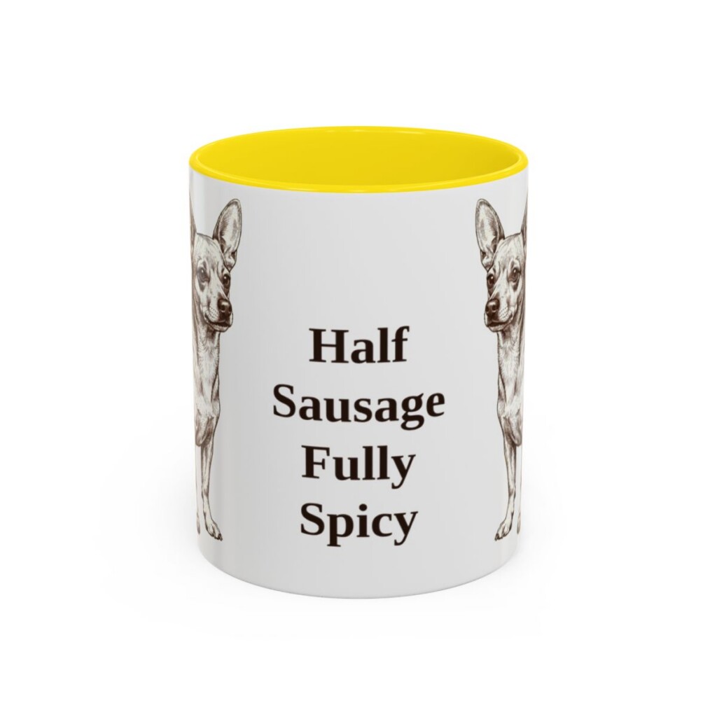 11oz-chiweenie-mug-humor-yellow 11oz Funny Chiweenie Mug, Yellow, front view