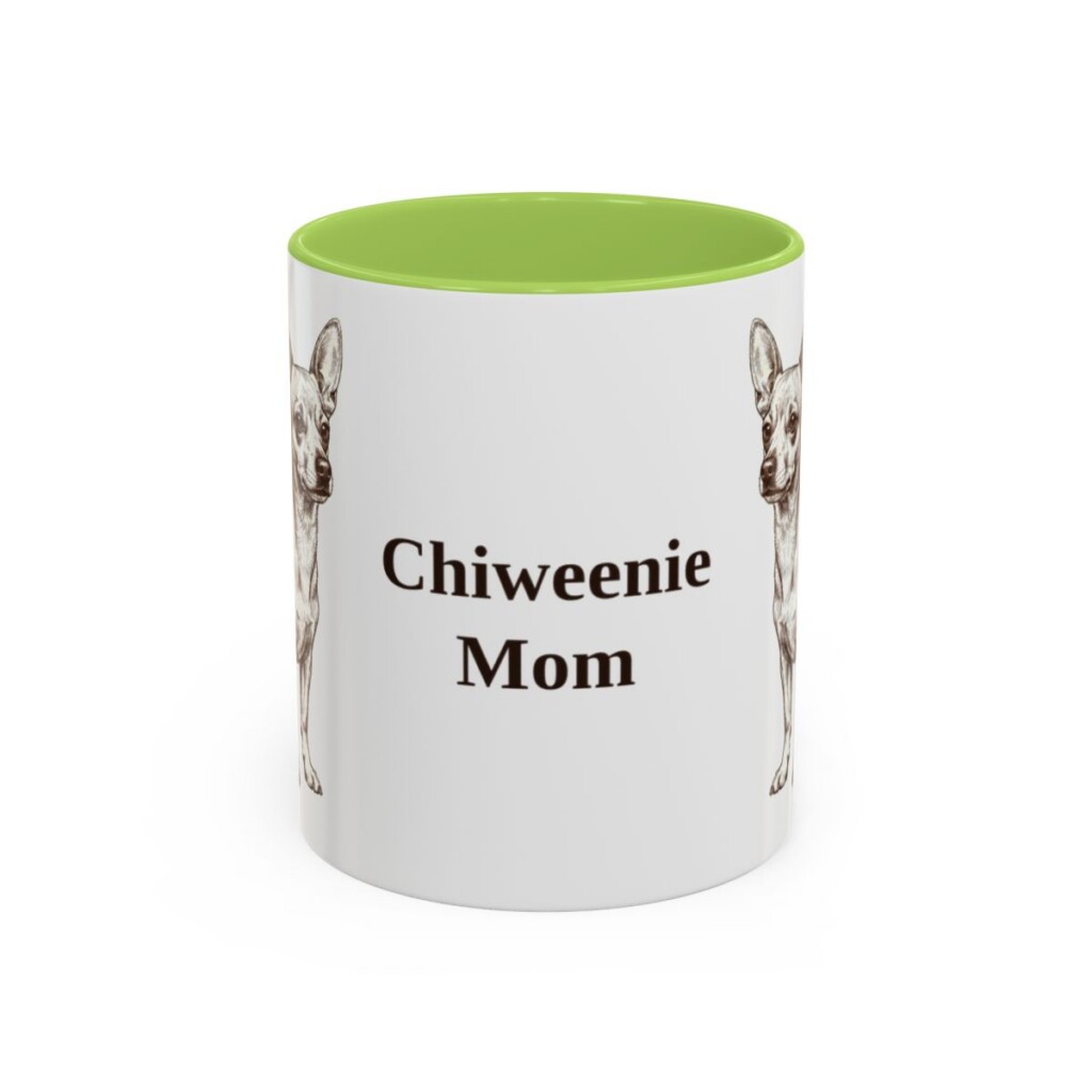 11oz Chiweenie Dog Mom Mug, Light Green, front view