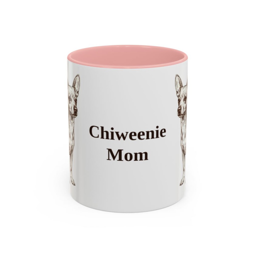 11oz Chiweenie Dog Mom Mug, Pink, front view