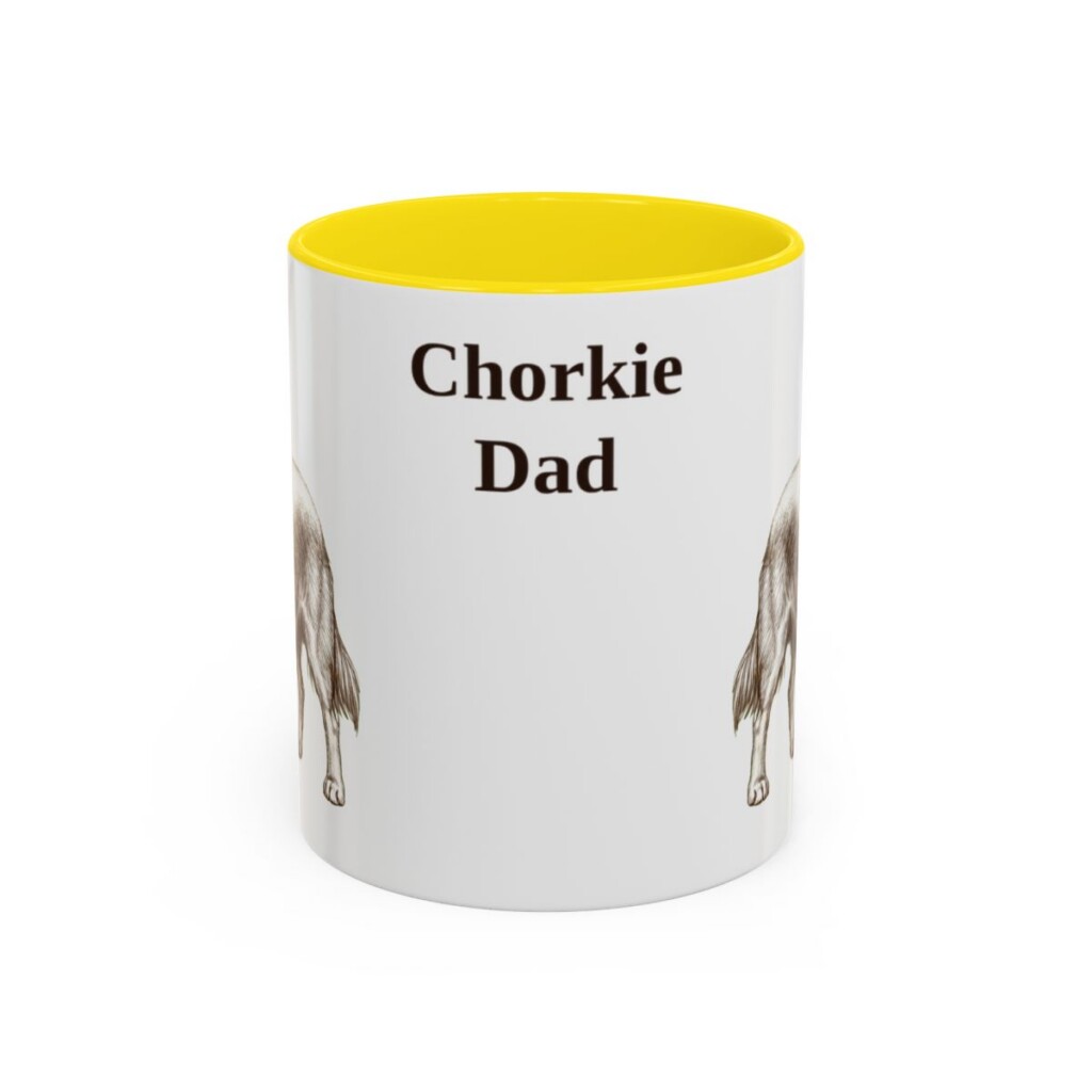 11oz Chorkie Dog Dad Mug, Yellow, front view