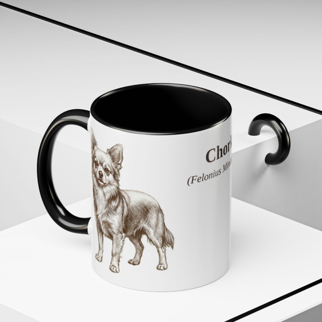 11oz Chorkie Latin Mug, Black, lifestyle photo